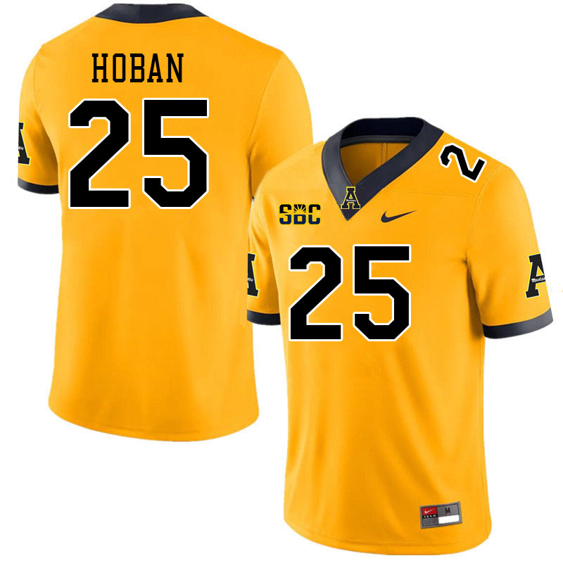 Men #25 Blake Hoban Appalachian State Mountaineers College Football Jerseys Stitched-Gold